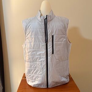 Fennec Silver Quilted Vest with Black Zipper